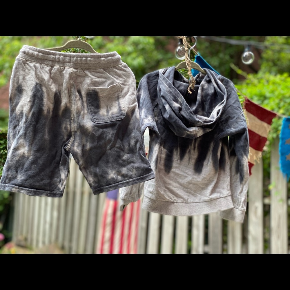 Tie dye hoodie and shorts set